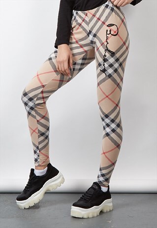 RARE VINTAGE 90'S BURBERRY BRIT LOGO CLASSIC TARTAN LEGGINGS