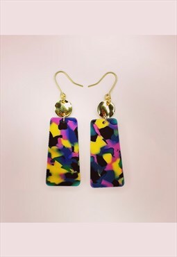 Yellow and pink rave/festival inspired earrings