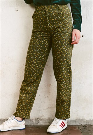 VINTAGE 90S GREEN FLORAL JEANS