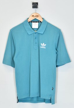 vintage 1990's Adidas Polo T-Shirt Blue Small