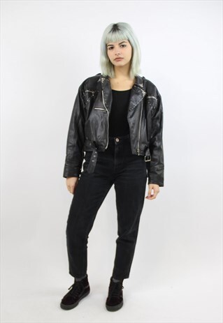 VINTAGE 90S PERFECT LEATHER BIKER JACKET