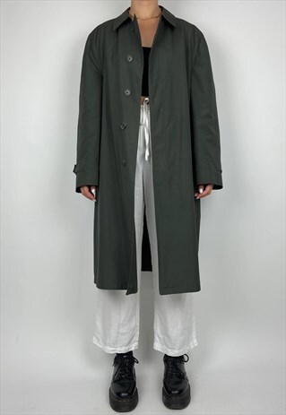 DIOR VINTAGE COAT MAC 90S CHRISTIAN TRENCH MENS GREEN