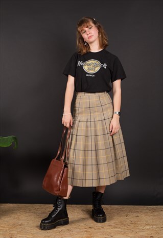 80'S CHECK PLEATED BURBERRYS SKIRT