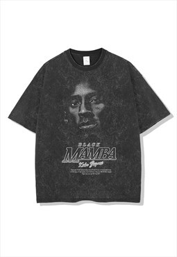 Black Washed Kobe oversized fans T shirt tee NBA Mamba