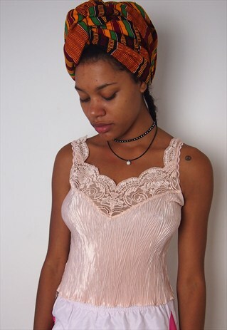 SALMON PINK CROP TOP LACE DETAIL