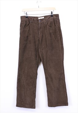 Vintage Corduroy Trousers Brown With Logo Patch And Pockets 