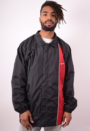 NIKE MENS VINTAGE TRACKSUIT TOP JACKET LARGE BLACK 90S