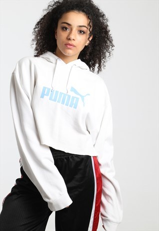 90S PUMA PRINT LOGO CROPPED HOODIE