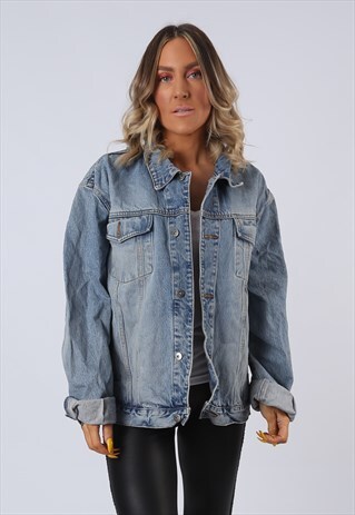 DENIM JACKET OVERSIZED FITTED VINTAGE UK 16 - 18 (O1A)