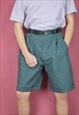 VINTAGE GREEN CHECKERED CLASSIC COTTON SHORTS
