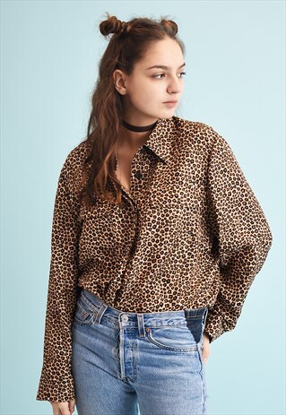 Y2K ANIMAL PRINT GRUNGE OVERSIZED SHIRT TOP