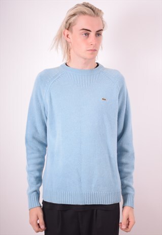 LACOSTE MENS VINTAGE JUMPER SWEATER MEDIUM BLUE 90S