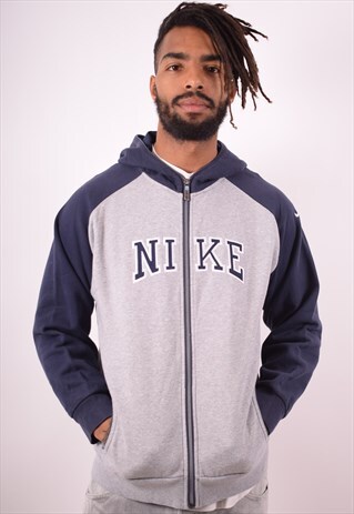 NIKE MENS VINTAGE HOODIE JACKET XL GREY 90S