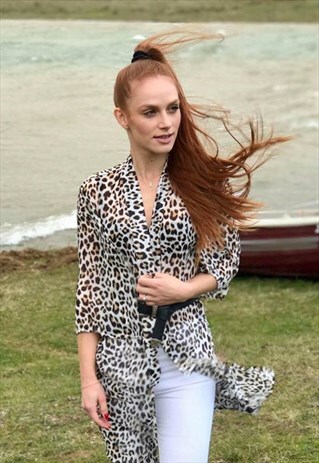 LONGLINE ANIMAL PRINT KIMONO