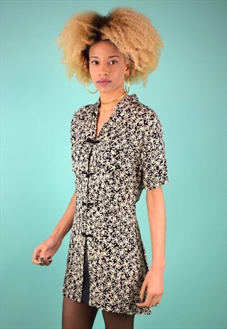 VINTAGE 90'S ORIENTAL STYLE FLOWER PRINT DRESS