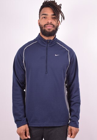 NIKE MENS VINTAGE SWEATSHIRT JUMPER LARGE NAVY BLUE 90S