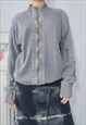 vintage y2k grey denim ribbed knit cardigan