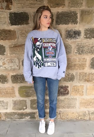 VINTAGE NEW YORK YANKEES OVERSIZED SWEATSHIRT JUMPER XL
