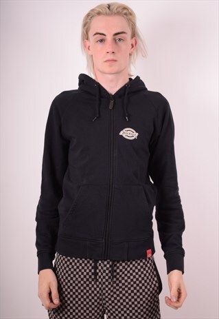 DICKIES MENS VINTAGE HOODIE JACKET XS BLACK 90S