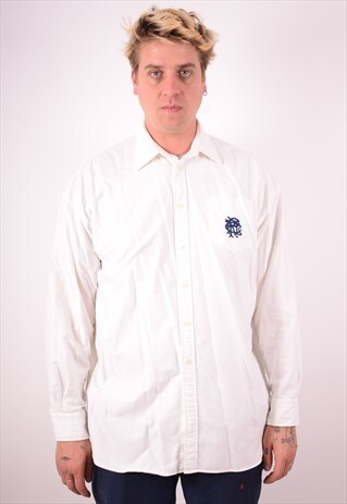 POLO RALPH LAUREN MENS VINTAGE SHIRT XL WHITE 90S
