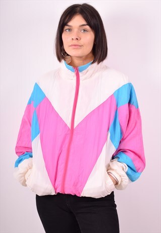 WOMENS VINTAGE TRACKSUIT TOP JACKET LARGE MULTI 90S