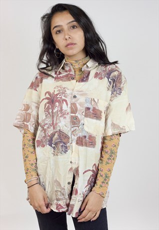 VINTAGE 90S YELLOW PATTERNED SHIRT