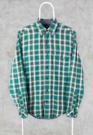 Vintage Timberland Check Flannel Shirt Green Medium