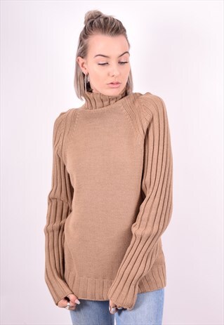 MOSCHINO WOMENS VINTAGE JUMPER SWEATER MEDIUM BROWN 90'S