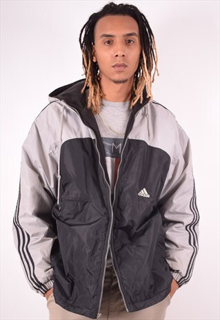 ADIDAS MENS VINTAGE JACKET LARGE GREY 90S