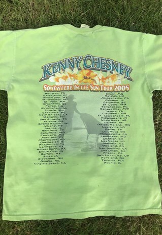 VINTAGE KENNY CHESNEY LIME GREEN SOFT CONCERT T-SHIRT