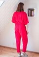 BRIGHT RED LONG COTTON JUMPSUIT