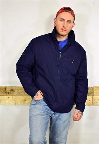 VINTAGE 90S YVES SAINT LAURENT BLUE HARRINGTON JACKET