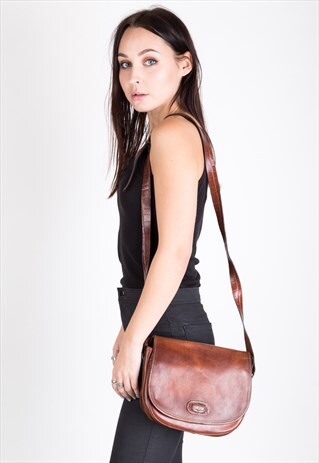 VINTAGE LEATHER SHOULDER BAG, CROSSBODY BAG