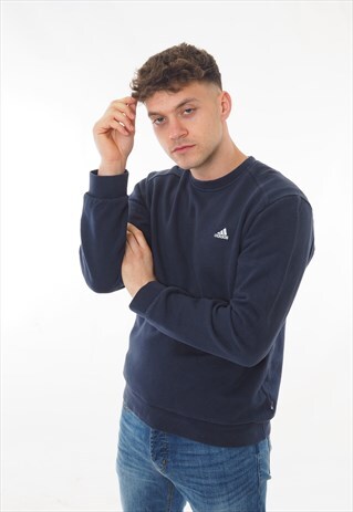 VINTAGE ADIDAS SWEATSHIRT EMBROIDERED LOGO BLUE