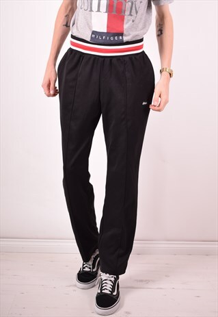 ASICS MENS VINTAGE TRACKSUIT TROUSERS MEDIUM BLACK 90S