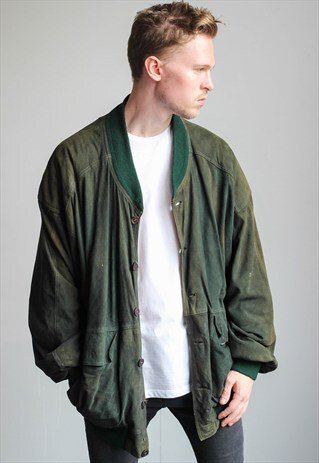 VINTAGE OVERSIZED SUEDE BOMBER JACKET