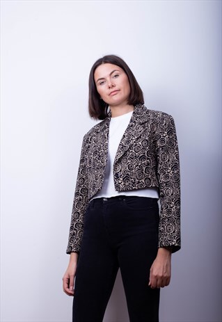 REWORKED PATTERNED CROPPED BLAZER