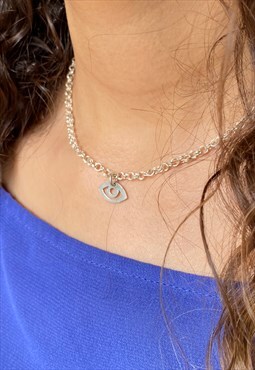 Chunky Choker in Sterling Silver with Eye Pendant 