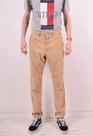 AVIREX MENS VINTAGE CORDUROY TROUSERS W32 L33 BEIGE 90S