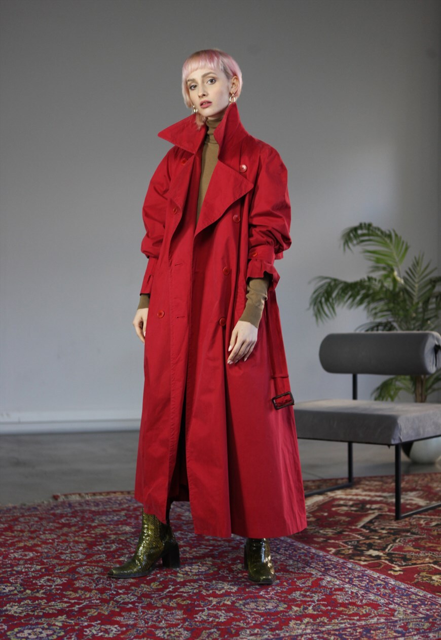 Rare Vintage 90's Aquascutum Trench Coat in Red