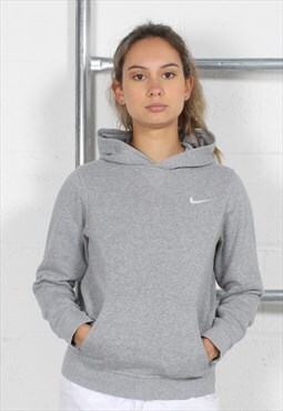 Vintage Nike Hoodie in Grey with Swoosh Tick Logo Small
