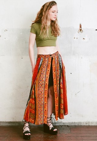 VINTAGE SHEER BOHO MAXI SKIRT