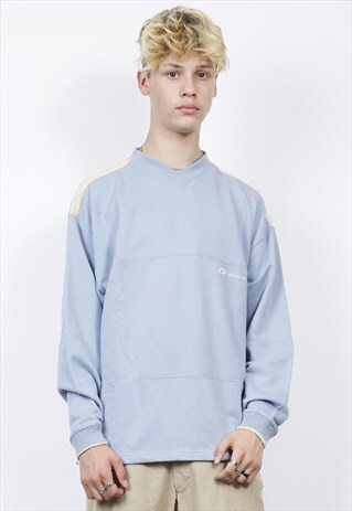 VINTAGE 90'S REEBOK V-NECK PALE BLUE SWEATER