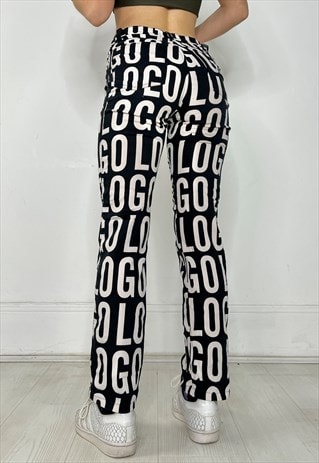 Vintage 90S Moschino Trousers Logo Print Y2k 00s 