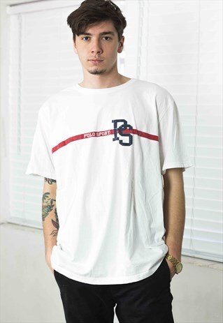 VINTAGE POLO RALPH LAUREN T-SHIRT LOGO 90S XL 7.3