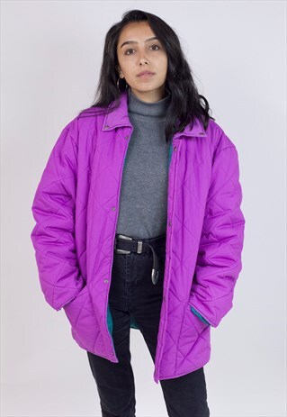 VINTAGE 90'S FILA QUILTED PURPLE PADDED JACKET