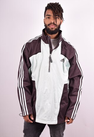 ADIDAS MENS VINTAGE PULLOVER JACKET XL BROWN 90S