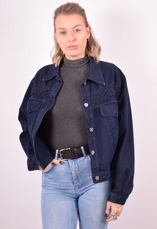 WOMENS VINTAGE DENIM JACKET LARGE BLUE 90S