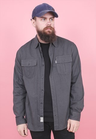 VINTAGE LEVI'S GREY COTTON SHIRT /R6098