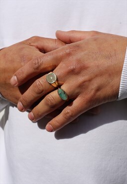 Gaia Signet Emerald and Gold Vermeil